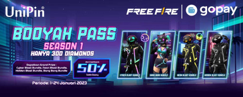Januari - Top Up Diamonds Free Fire & Beli Booyah Pass Season 1 - Fumes on Fire di UniPin Cashback 50% Saldo GoPay!